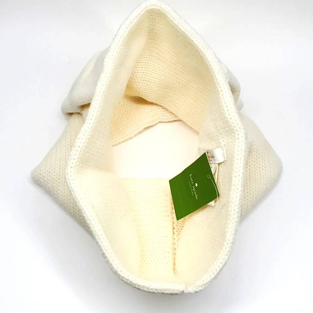 Kate Spade New York Off White Gathered Bow Neckwarmer NWT